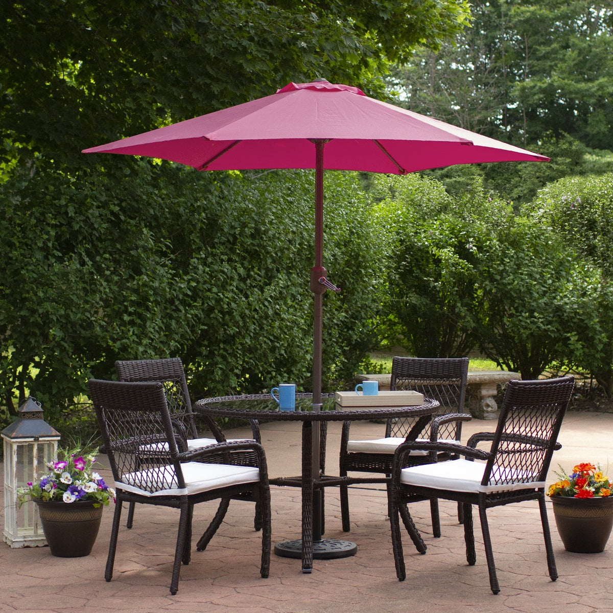  Northlight 7.5ft Outdoor Patio Market Umbrella With Hand Crank  Pink - Pink - Bonton