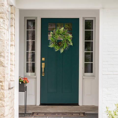 Green and Brown Foliage Artificial Spring Wreath With Nest - 24" - Unlit