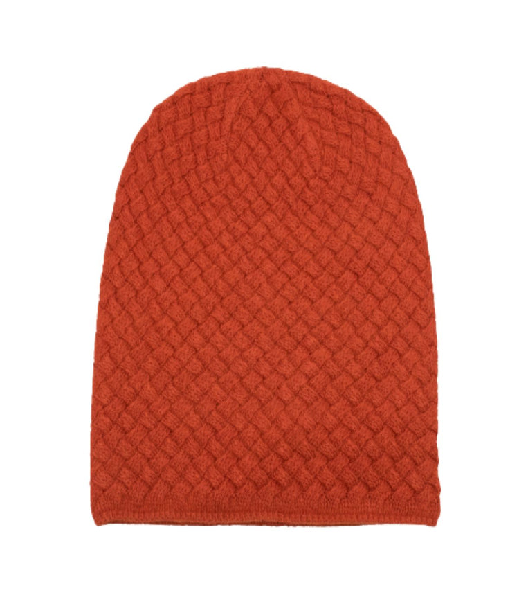 Slouchy Hat In Basket Weave Rust