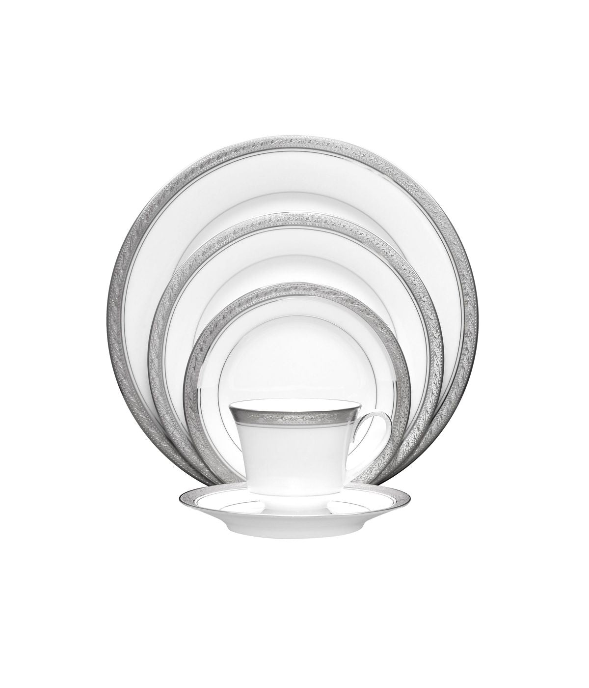  Noritake Crestwood 5 Piece Place Setting - Platinum - Bonton