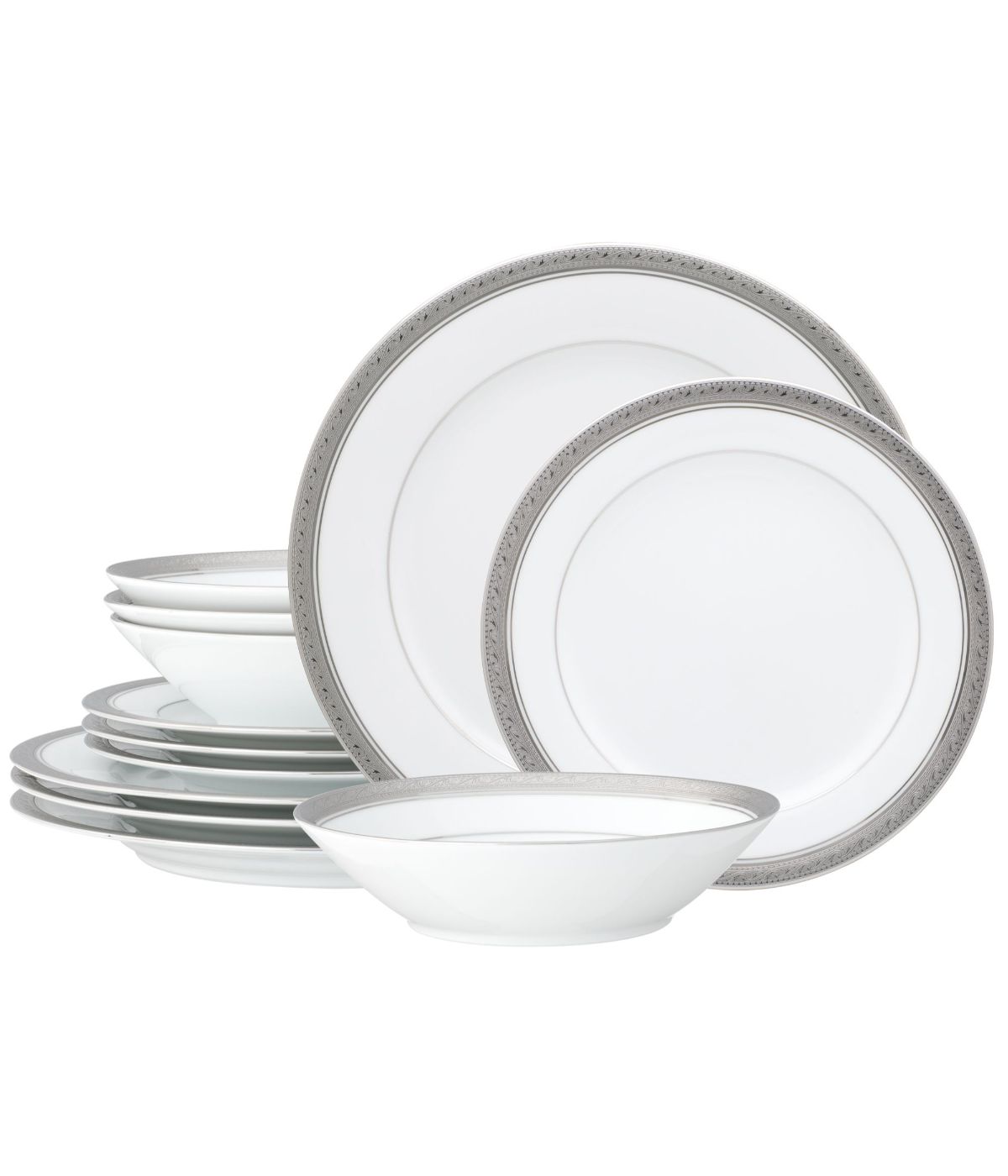  Noritake Crestwood 12 Piece Set, Service for 4 - Platinum - Bonton