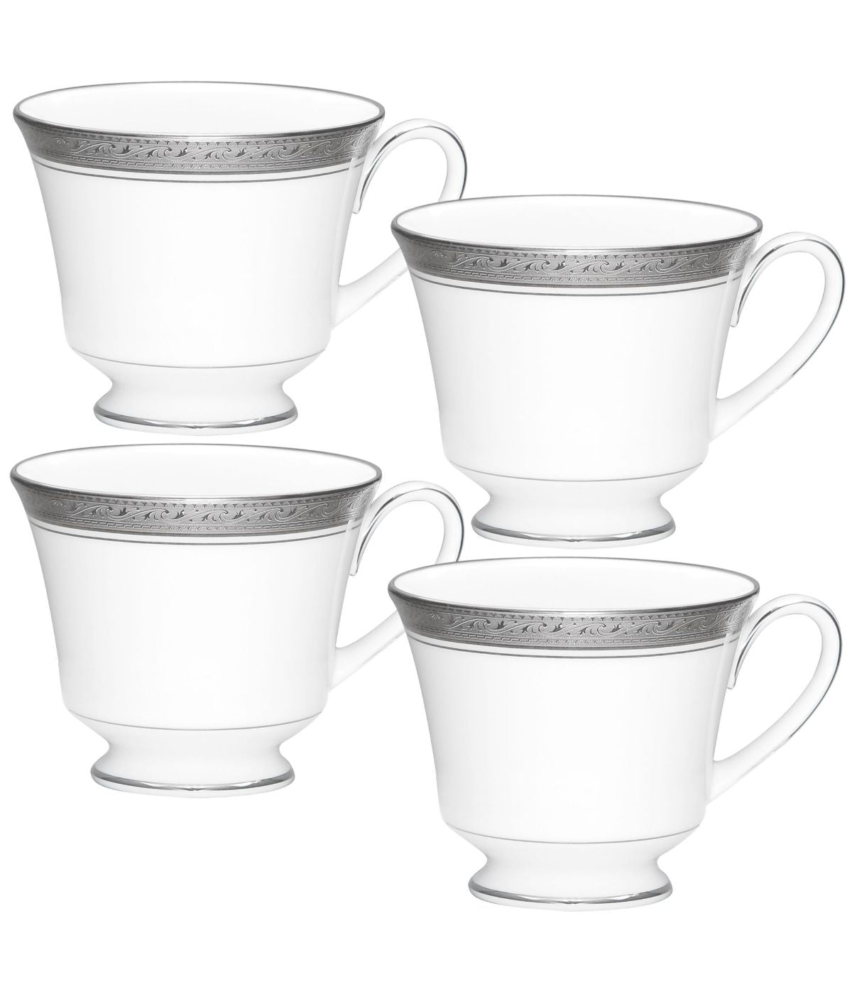  Noritake Crestwood Set of 4 Cups - Platinum - Bonton