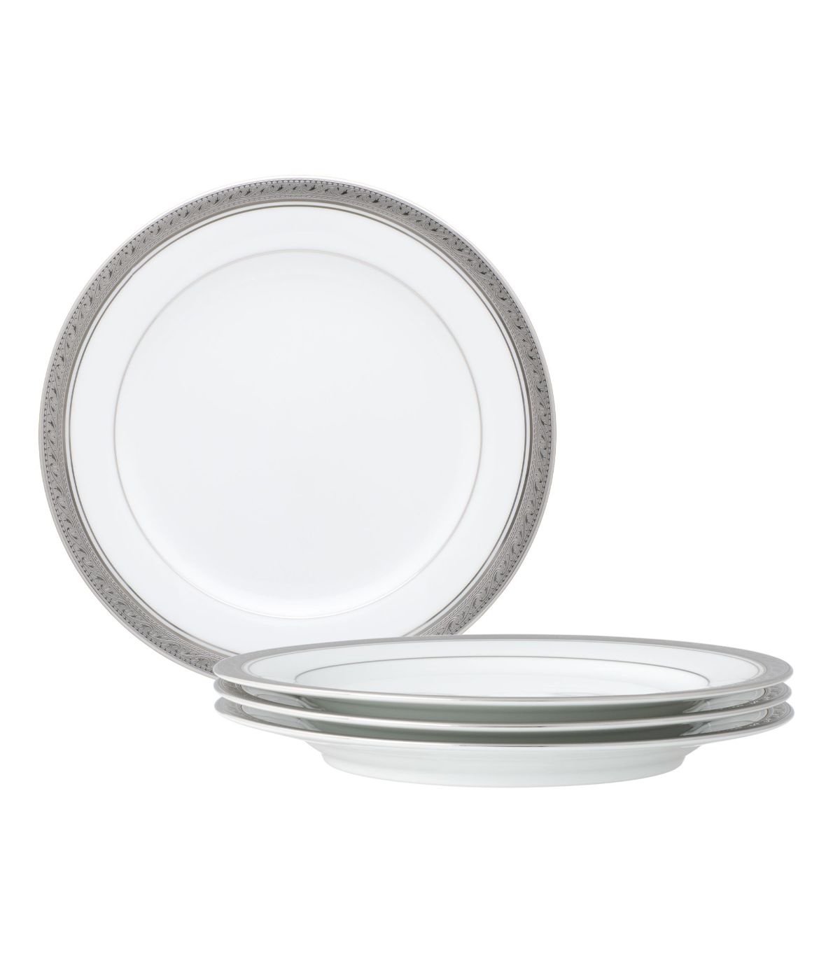  Noritake Crestwood Set of 4 Salad Plates - Platinum - Bonton