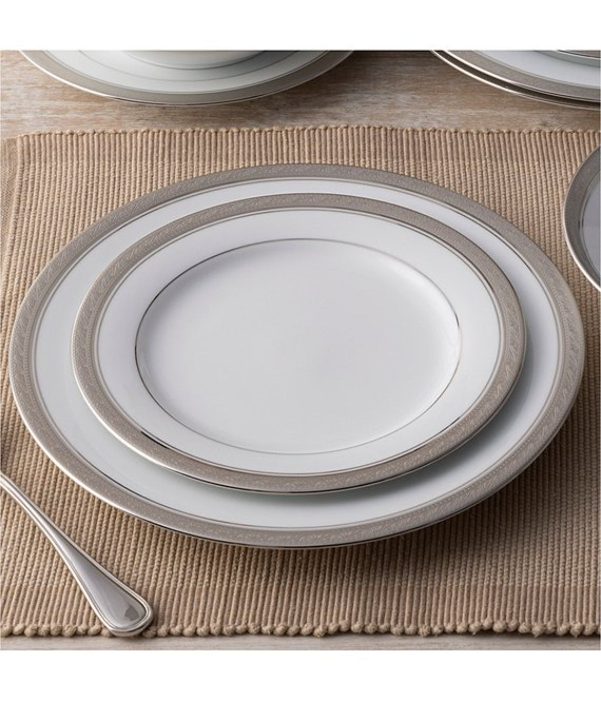  Noritake Crestwood 50 Piece Dinnerware Set - Platinum - Bonton