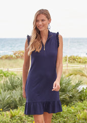 Navy Sleeveless Ruffle Sport Dress