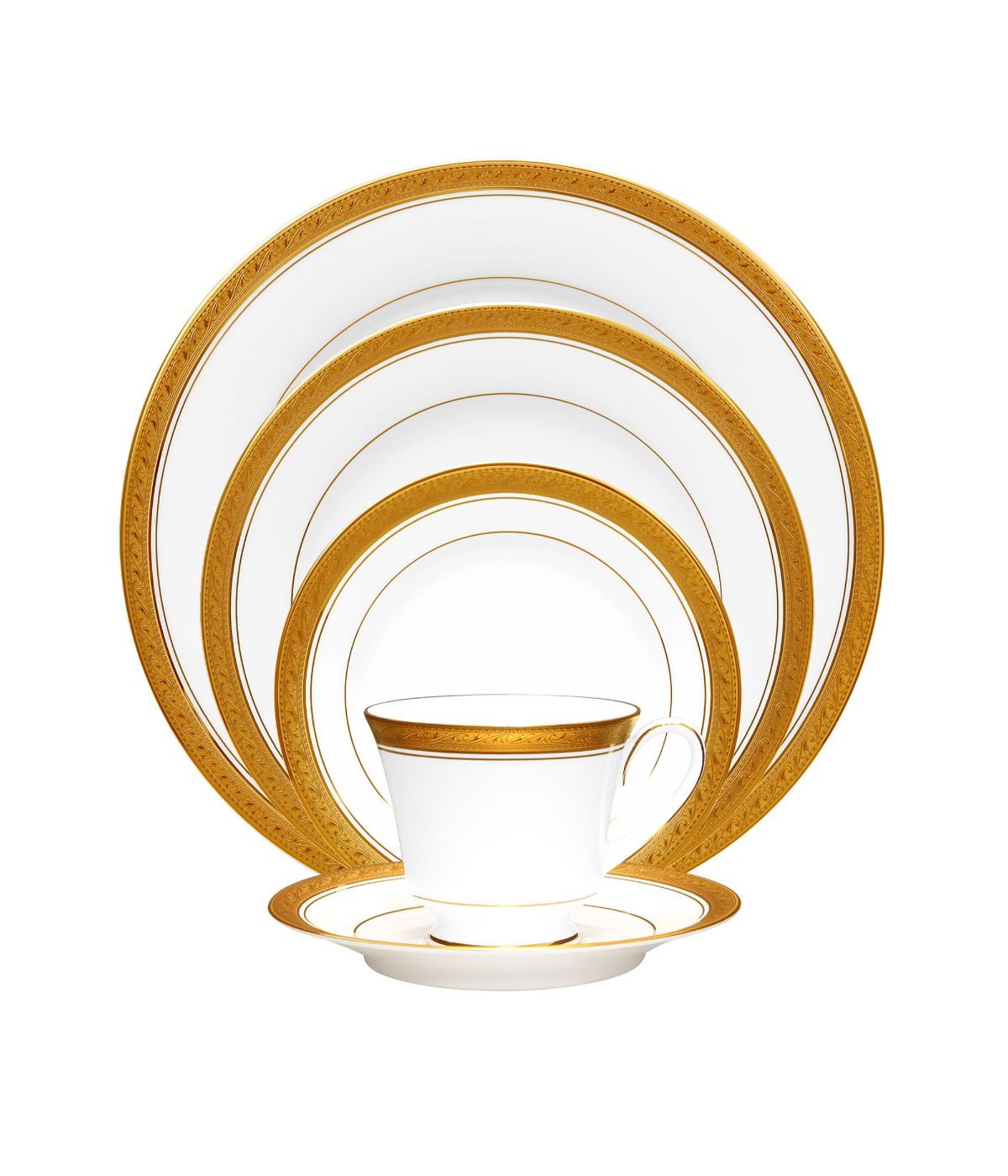  Noritake Crestwood 5 Piece Place Setting - Gold - Bonton