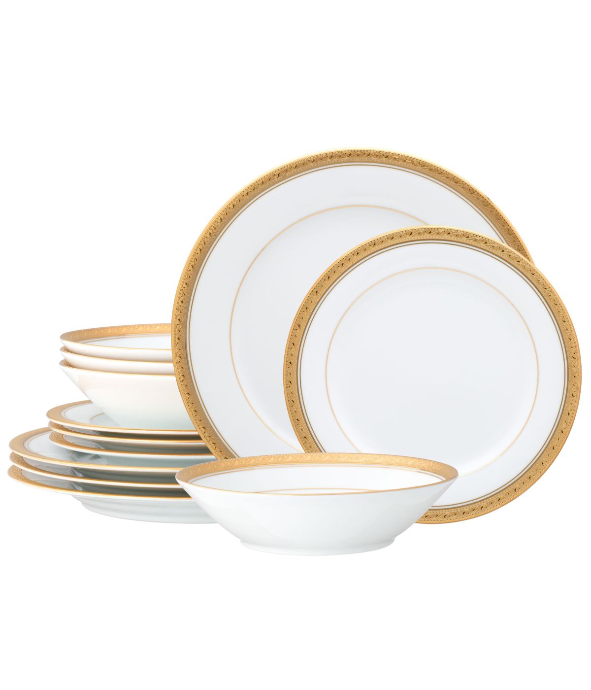  Noritake Crestwood 12 Piece Set, Service for 4 - Gold - Bonton