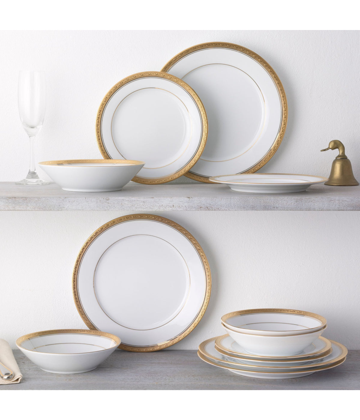  Noritake Crestwood Set of 4 Salad Plates - Gold - Bonton