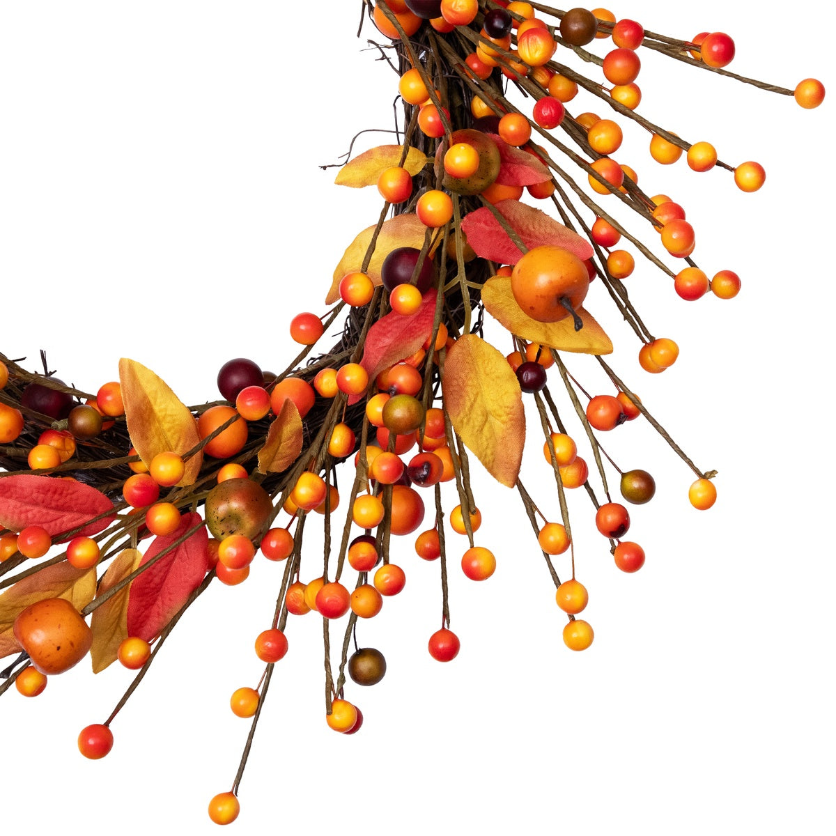  Northlight Berries and Apples Foliage Twig Artificial Thanksgiving Wreath - 18-Inch  Unlit - Default Title - Bonton