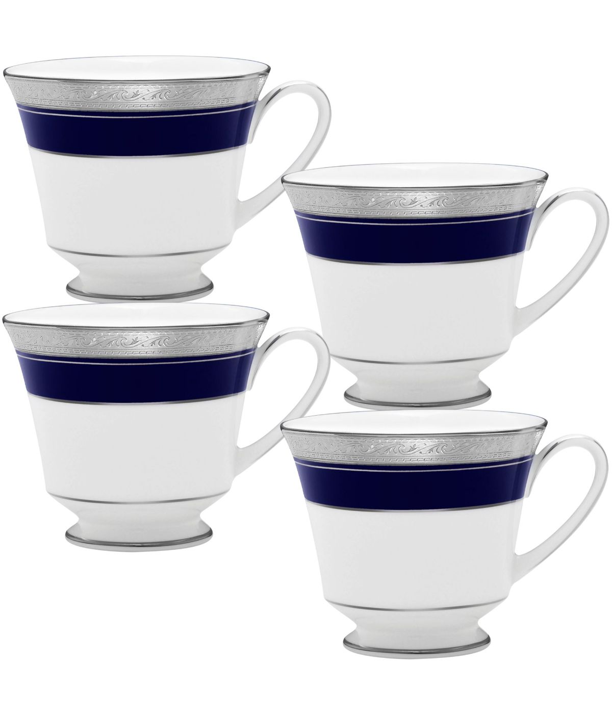  Noritake Crestwood Set of 4 Cups - Cobalt Platinum - Bonton