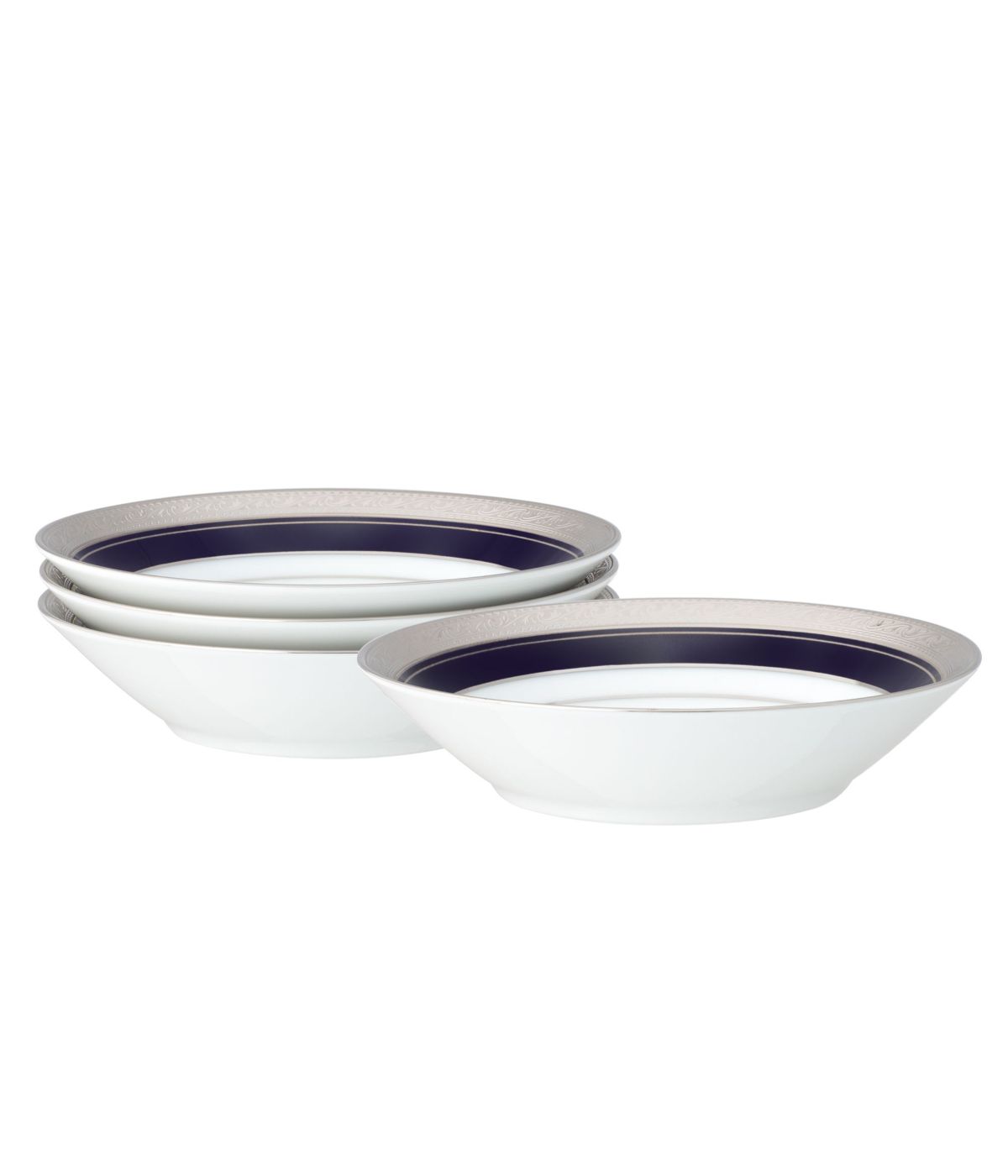  Noritake Crestwood Set of 4 Fruit Bowls - Cobalt Platinum - Bonton