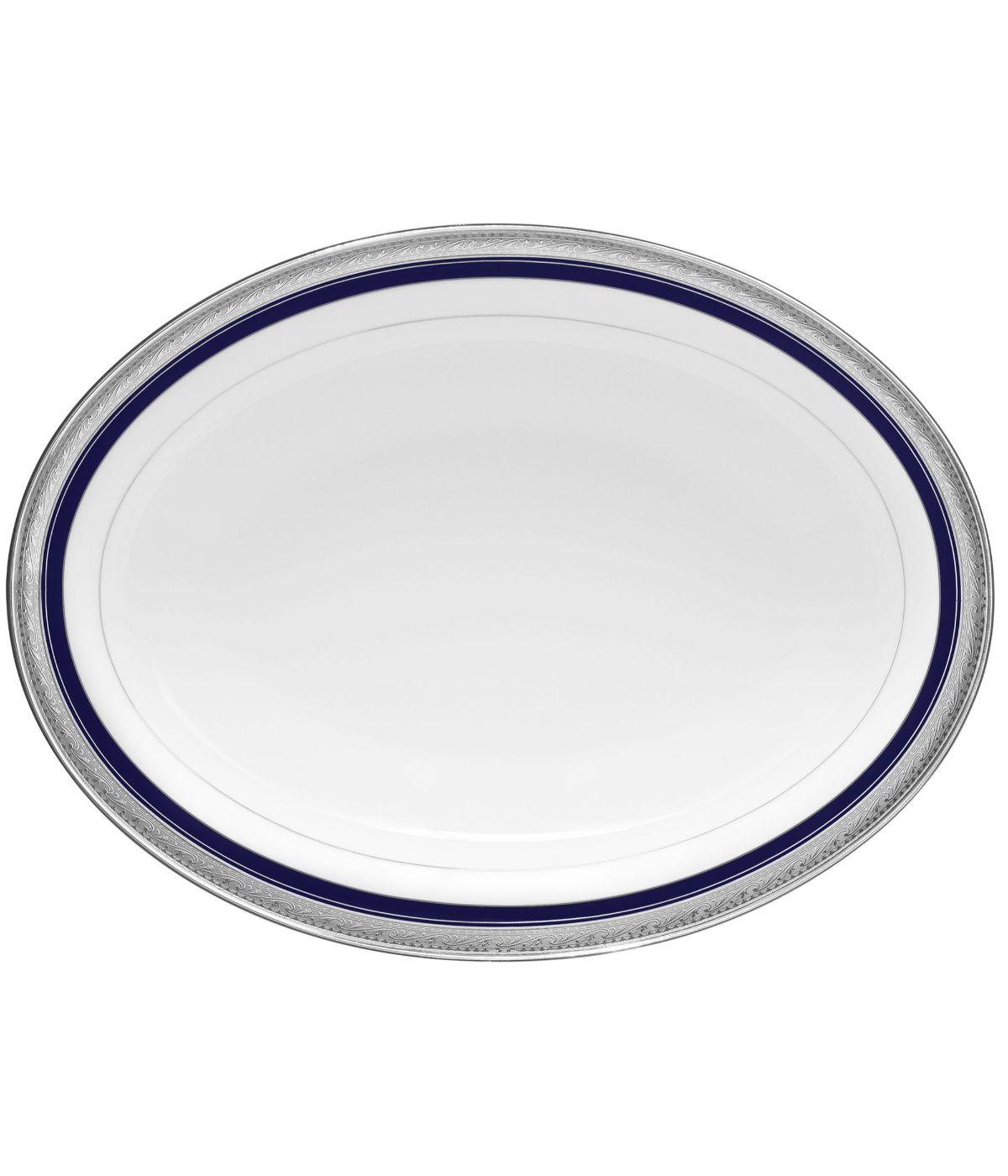  Noritake Crestwood Oval Vegetable Bowl - Cobalt Platinum - Bonton