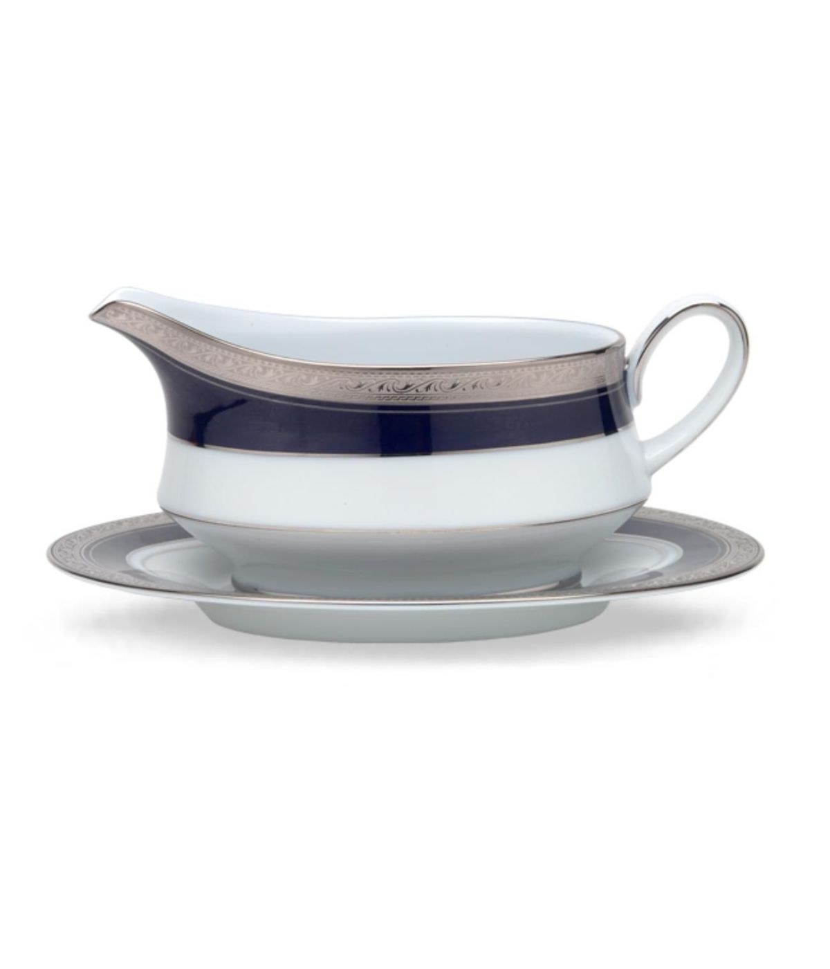  Noritake Crestwood Gravy with Tray - Cobalt Platinum - Bonton