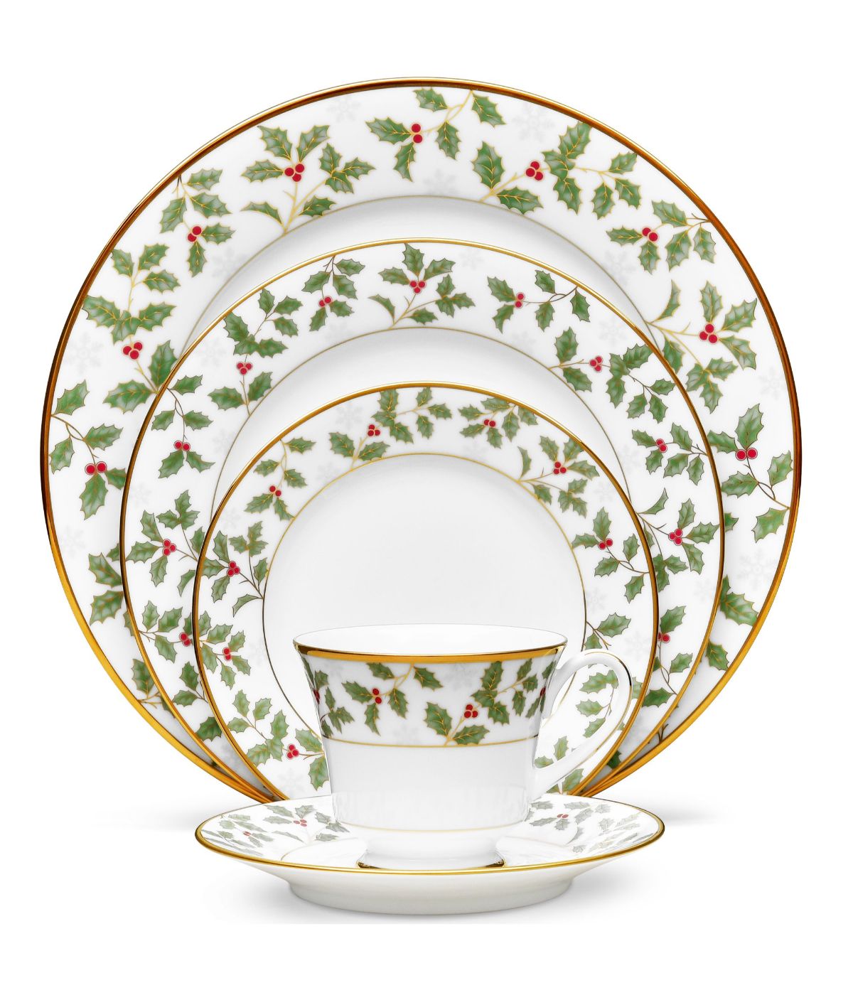  Noritake Holly & Berry Gold 5 Piece Place Setting - Multi - Bonton