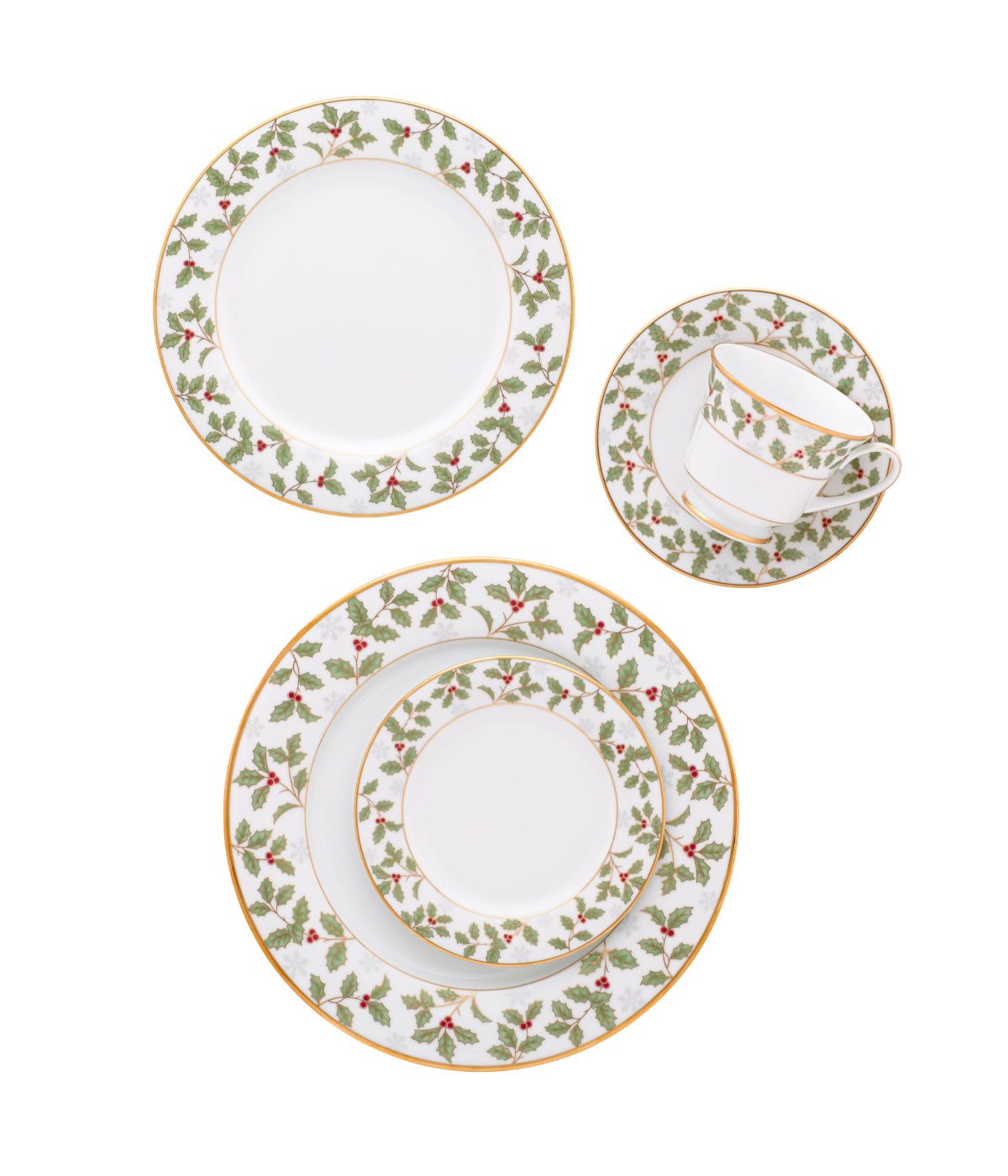  Noritake Holly & Berry Gold 5 Piece Place Setting - Multi - Bonton