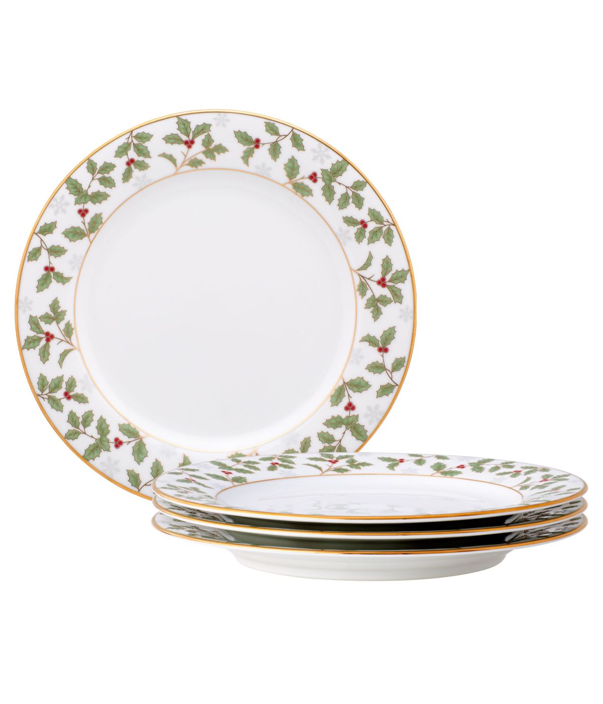  Noritake Holly & Berry Gold Set of 4 Salad Plates - Multi - Bonton