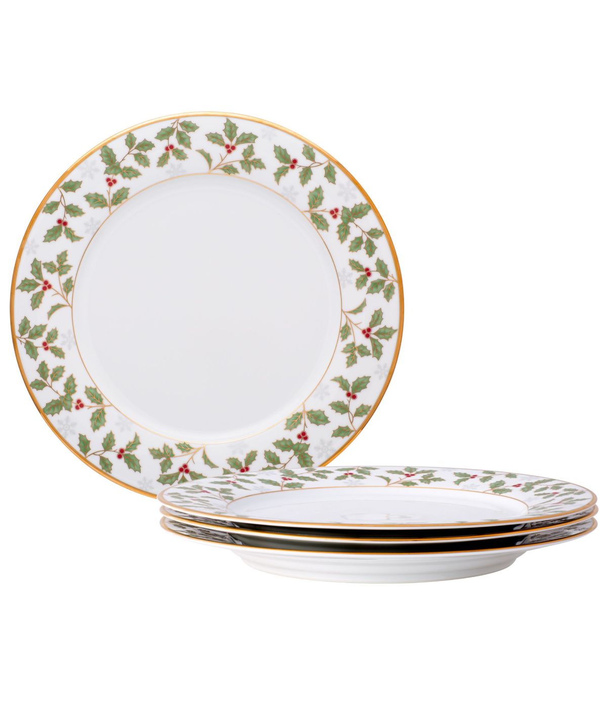  Noritake Holly & Berry Gold Set of 4 Dinner Plates - Multi - Bonton