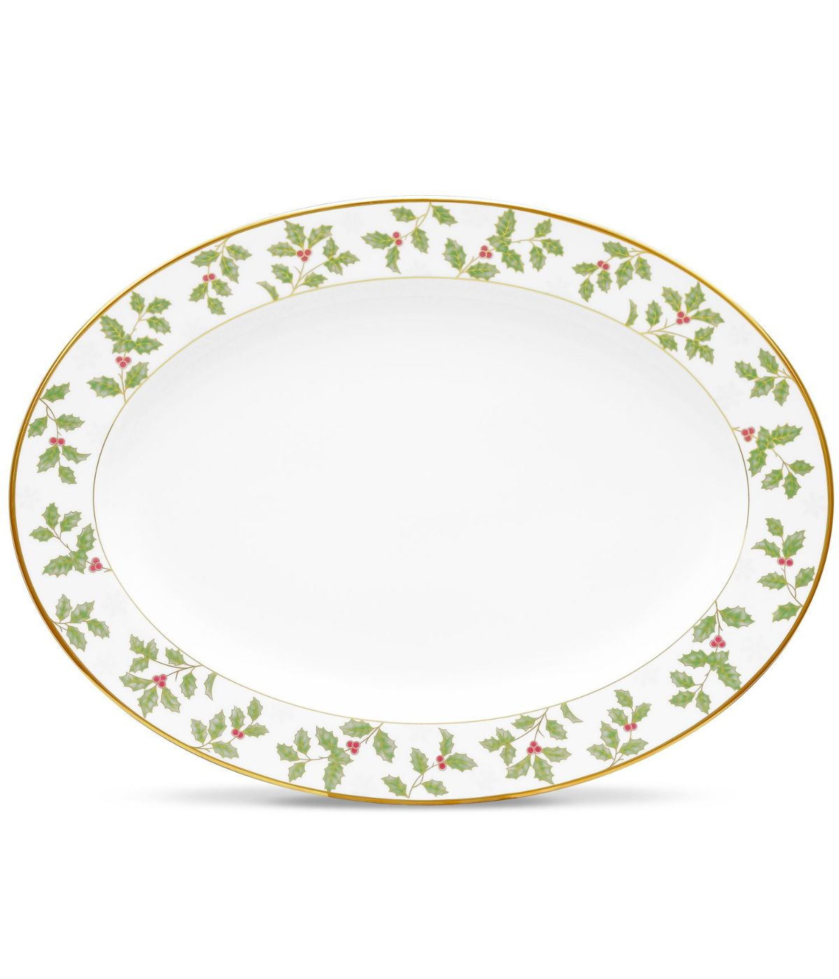  Noritake Holly & Berry Gold Oval Platter - Multi - Bonton