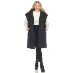 Plus Size Diamond Quilted Hooded Puffer Vest