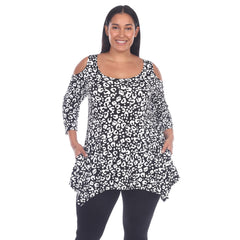 Plus Size Leopard Cold Shoulder Tunic