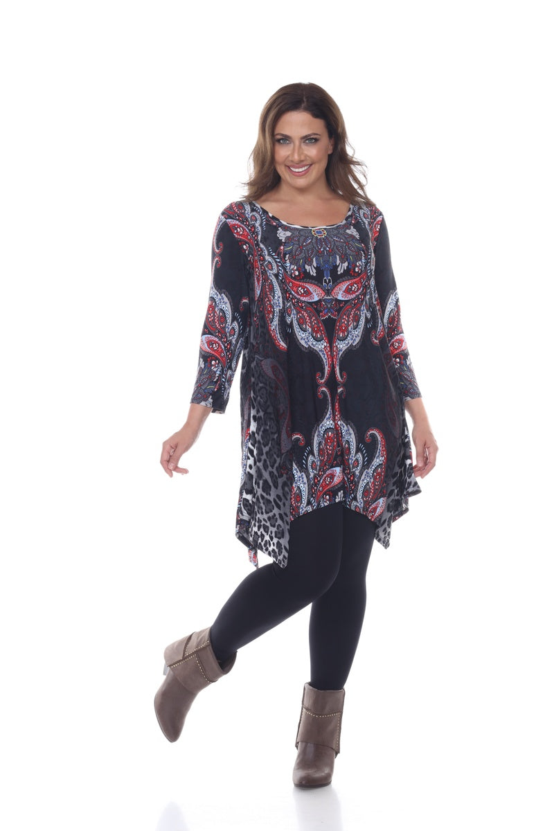  White Mark Plus Size Marlene Tunic Top - 1X - Bonton