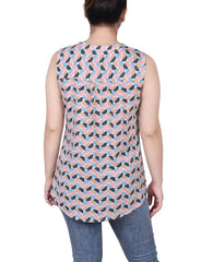 Petite Sleeveless Pintucked Blouse