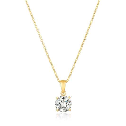 Royal Brilliant Cut Pendant Necklace Finished in 18kt Yellow Gold