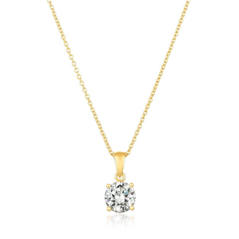 Royal Brilliant Cut Pendant Necklace Finished in 18kt Yellow Gold