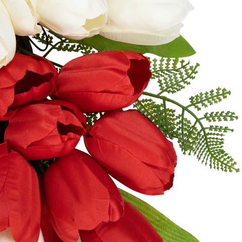 Tulip Patriotic Wreath With Star Bow - 24"