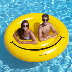 72" Yellow Inflatable Smiley Face 2-Person Circular Raft