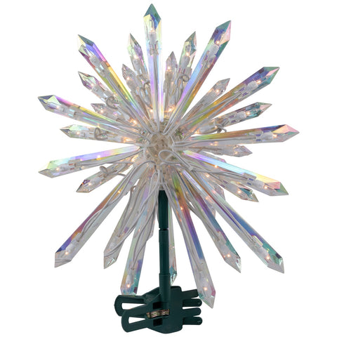 Lighted Iridescent Icicles Christmas Tree Topper - 14" - Clear Lights