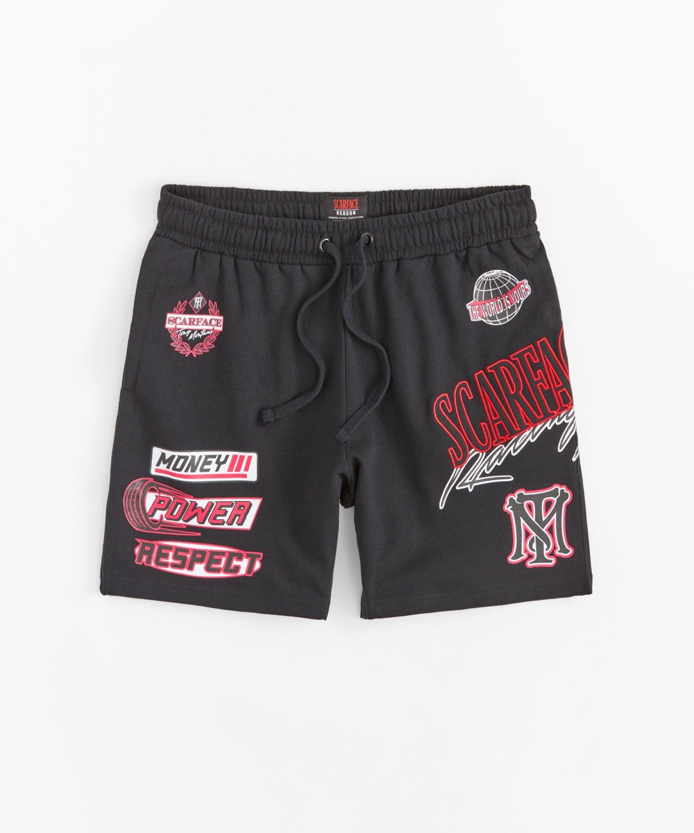  Reason Clothing Scarface Racing Short - Black - BLACK - Bonton