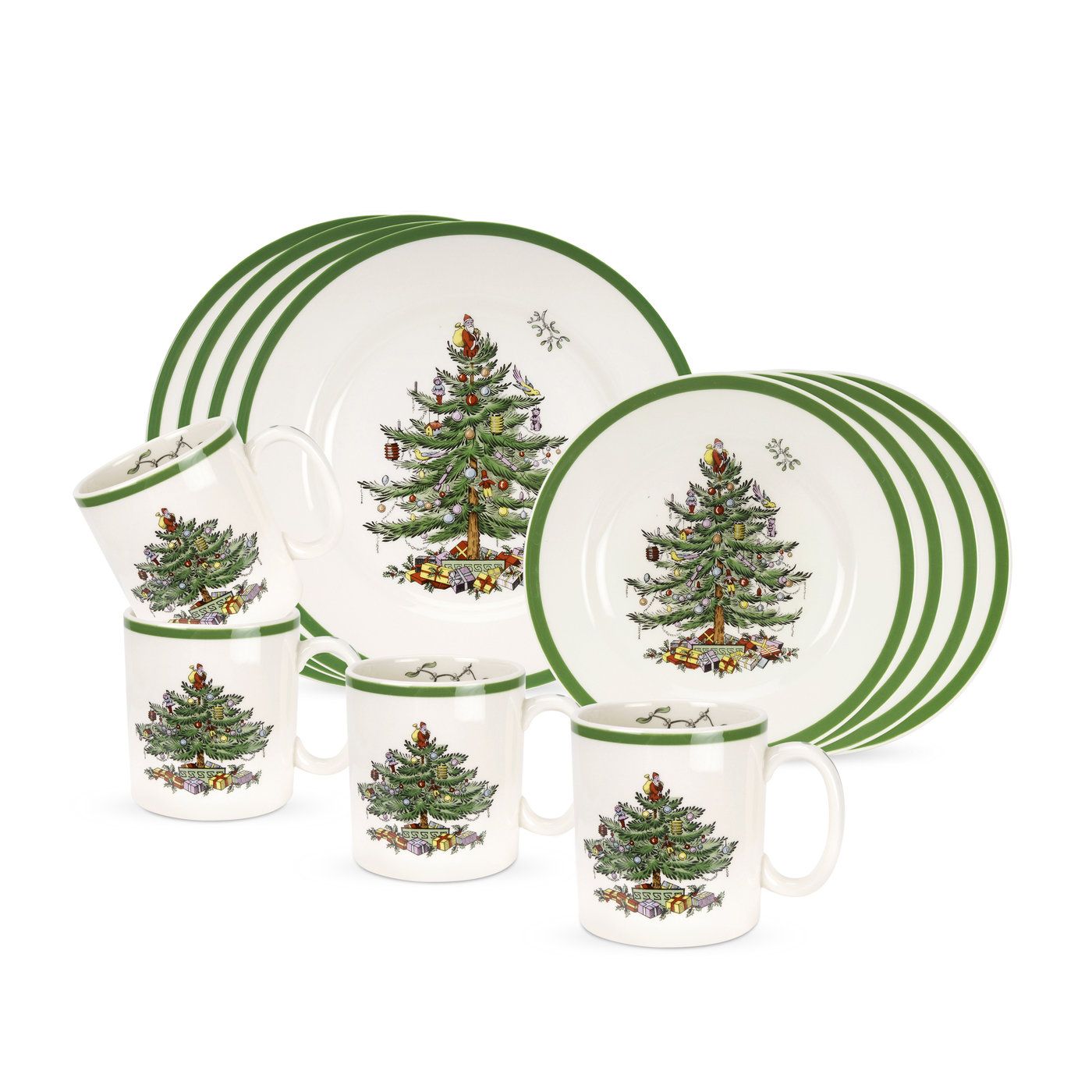  Spode Christmas Tree 12 Piece Dinnerware Set - White - Bonton