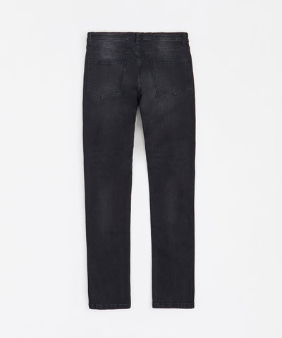 Skinny Rip and Repaired Denim Pants - Black