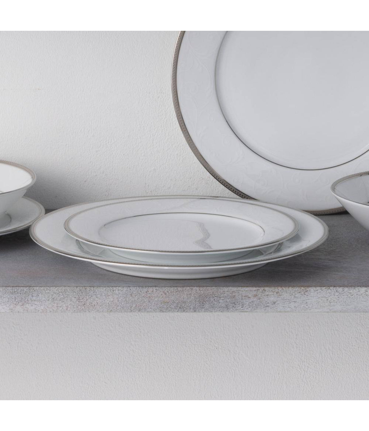  Noritake Regina Platinum Set of 4 Salad Plates - White - Bonton