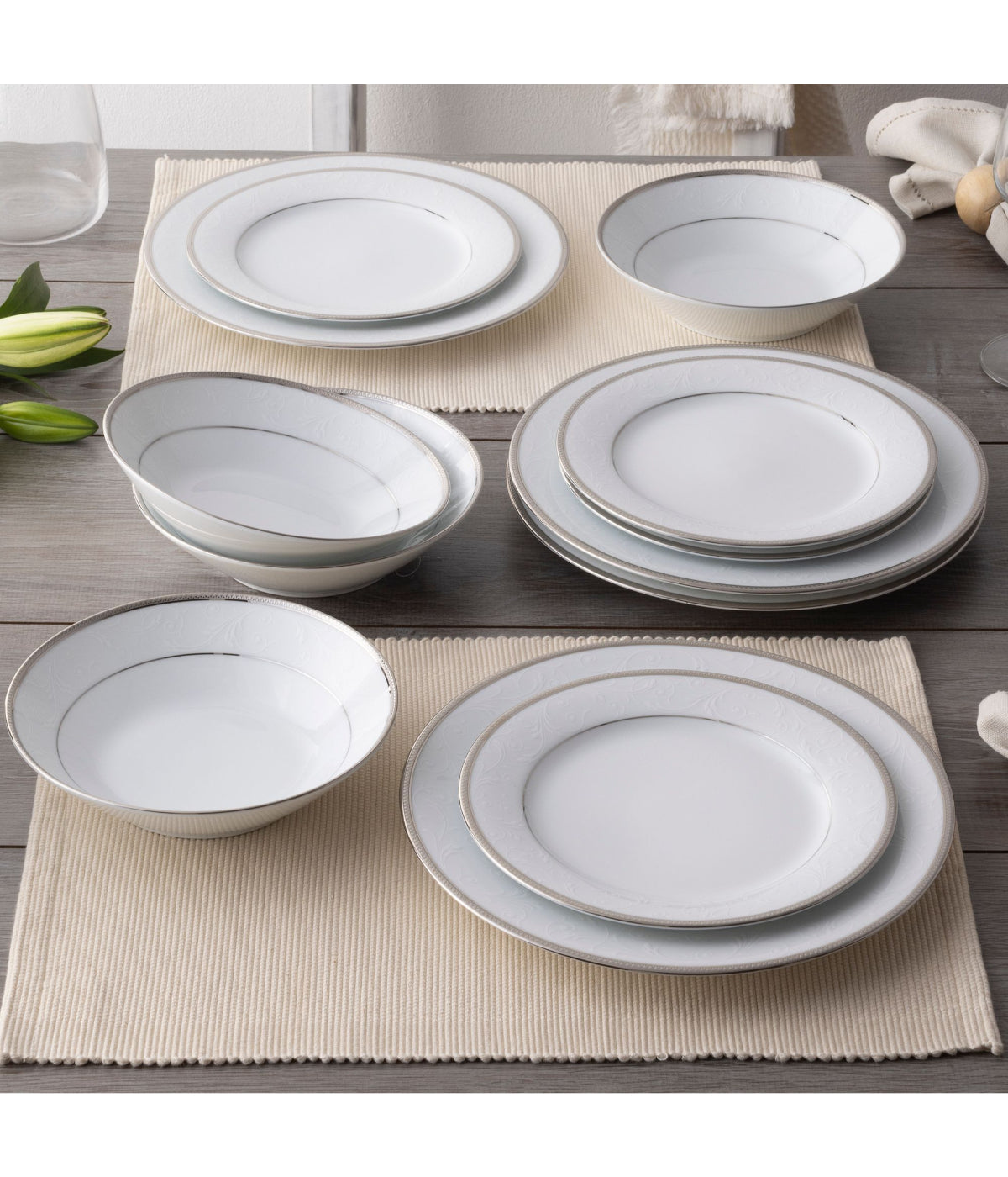  Noritake Regina Platinum Set of 4 Salad Plates - White - Bonton