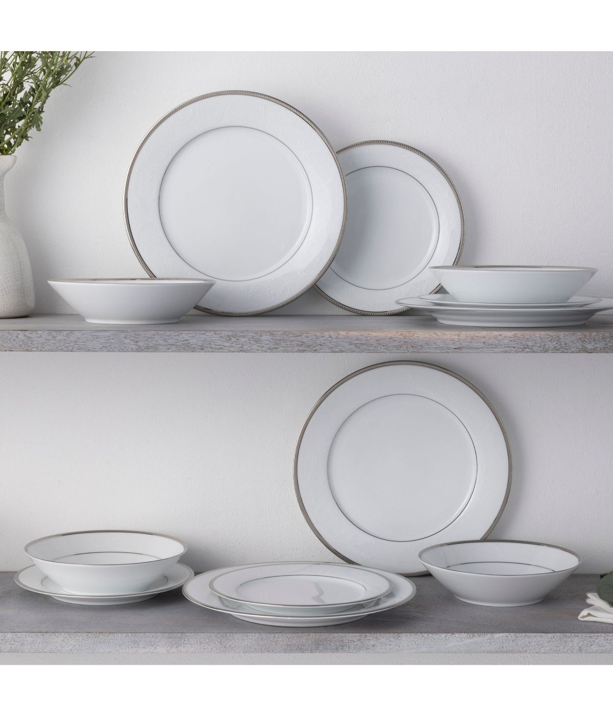  Noritake Regina Platinum Set of 4 Salad Plates - White - Bonton