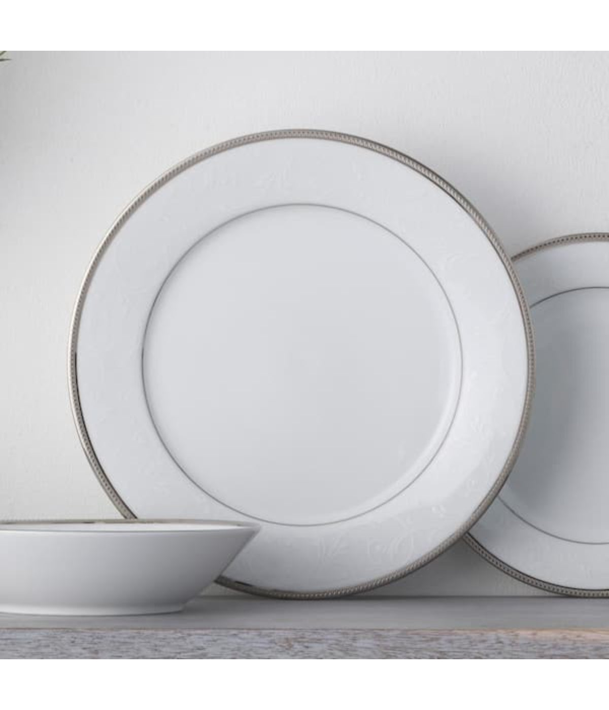  Noritake Regina Platinum Set of 4 Dinner Plates - White - Bonton