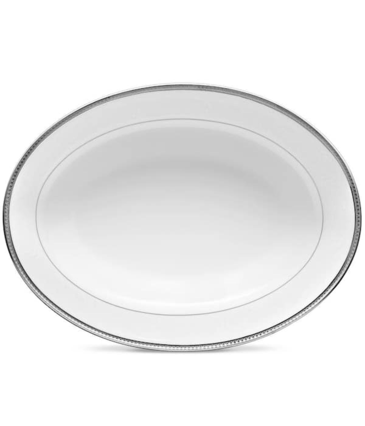  Noritake Regina Platinum Oval Vegetable Bowl - White - Bonton