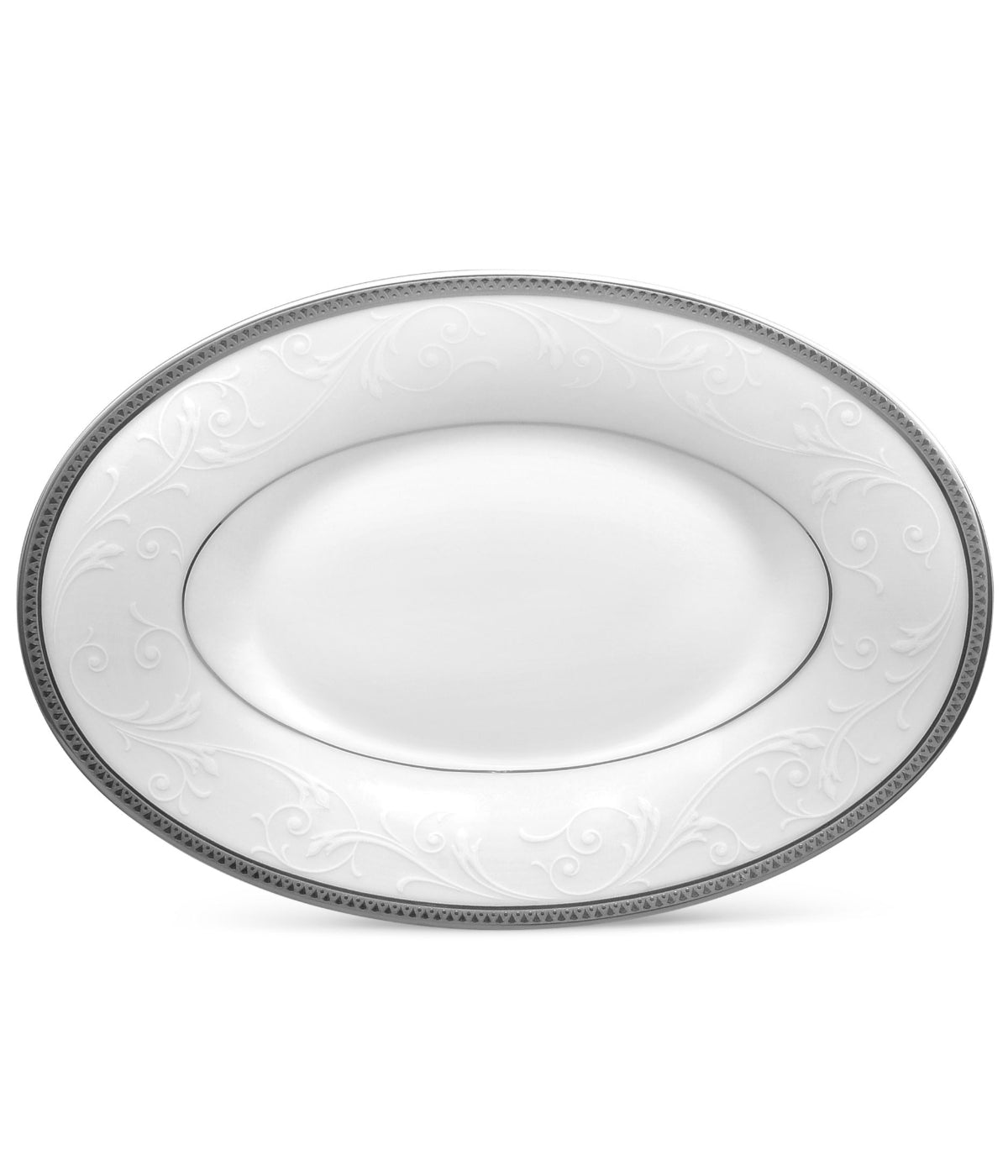  Noritake Regina Platinum Butter/Relish Tray - White - Bonton