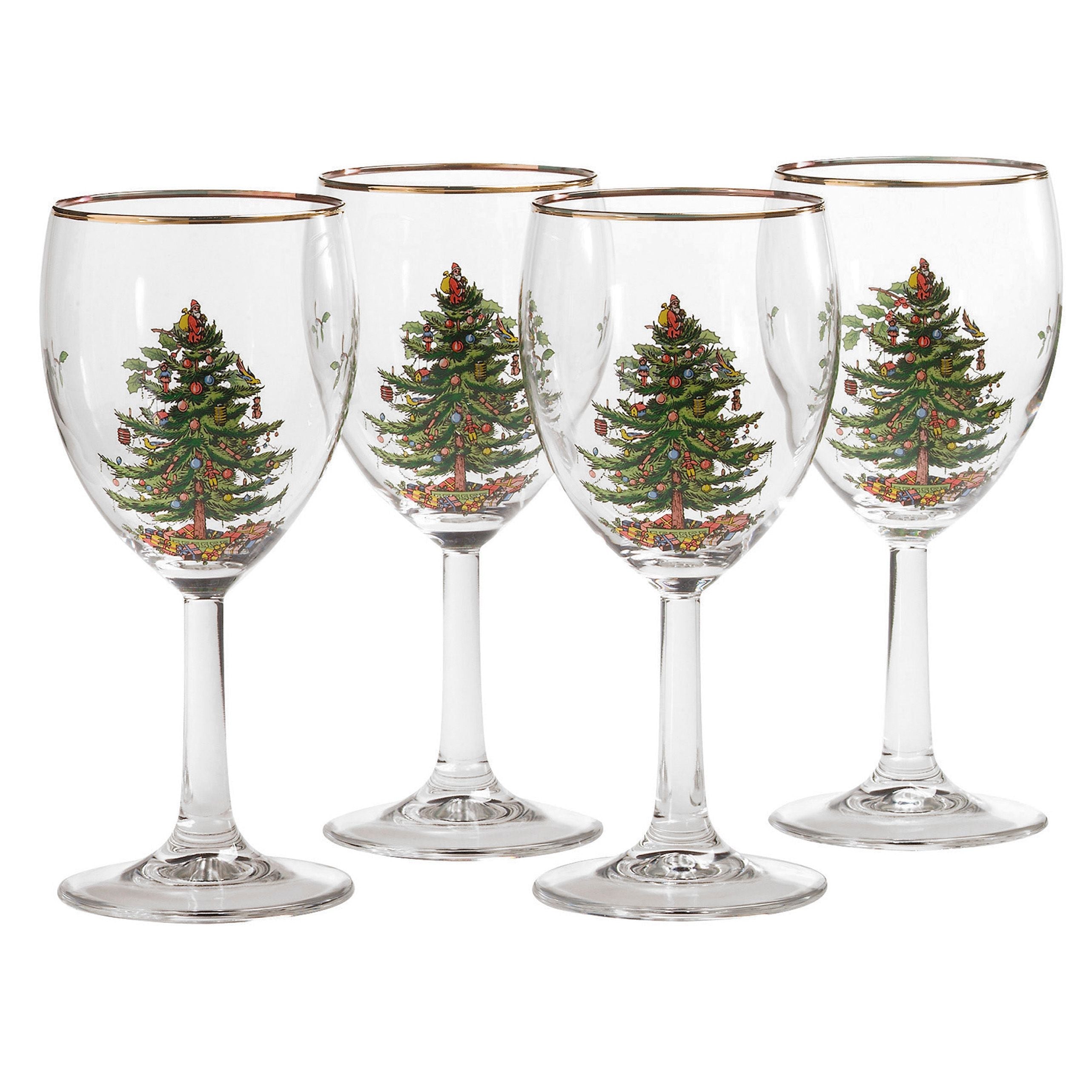  Spode Christmas Tree Wine Glasses Set of 4 - White - Bonton