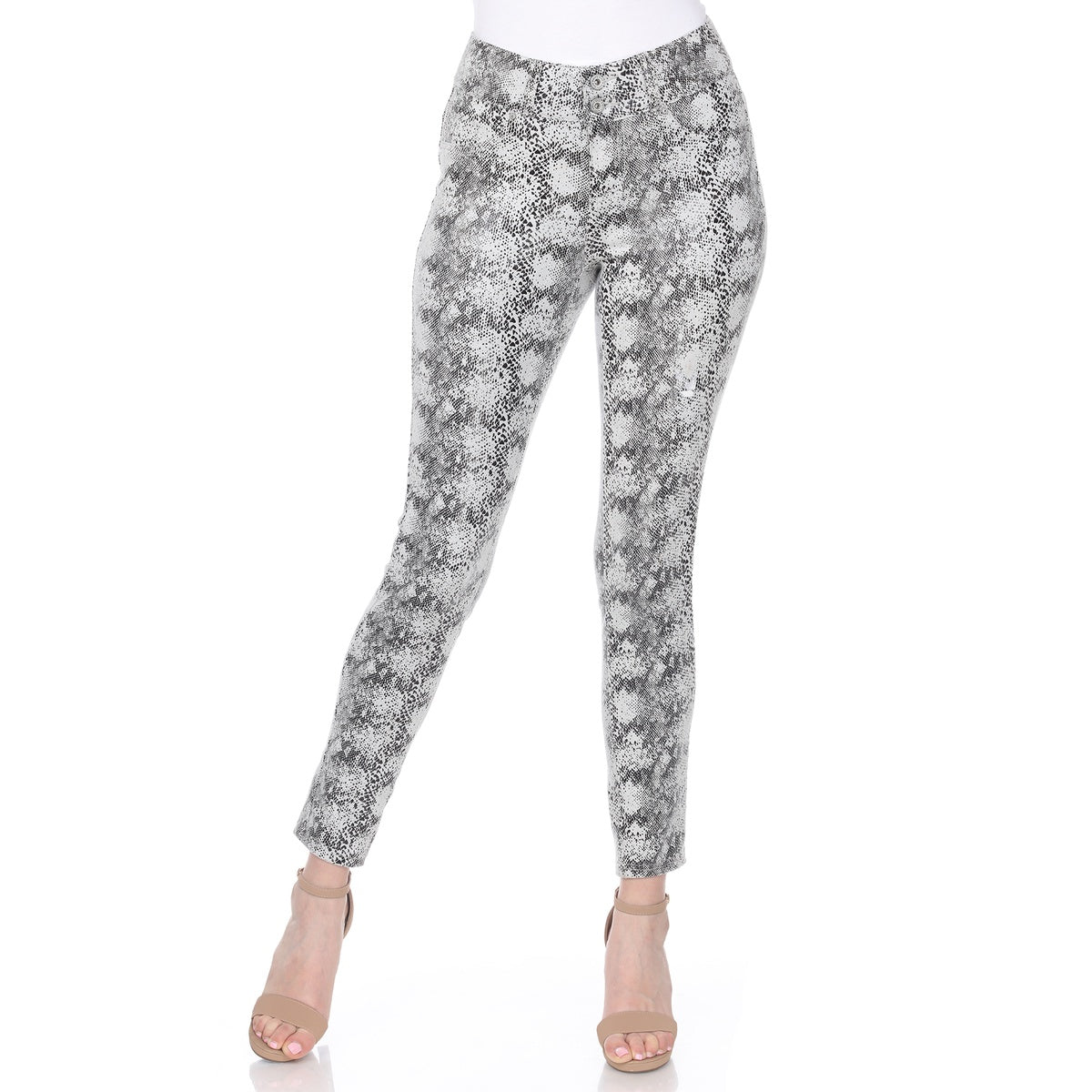  White Mark Faux Suede Snake Print Pants - 2 - Bonton