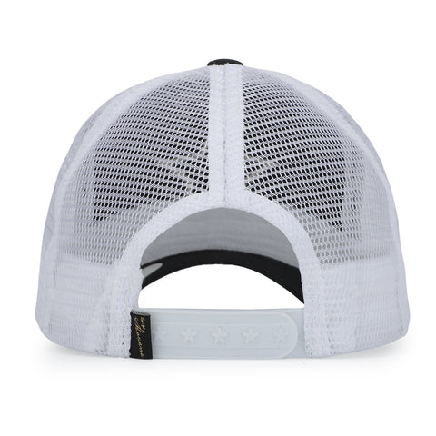 Vintage Havana Trucker Hat for Women – White Mesh & Black Canvas Adjustable Cap With Washed Gold Star