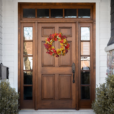 Leaves and Berries Artificial Fall Harvest Wreath - 20-Inch  Unlit