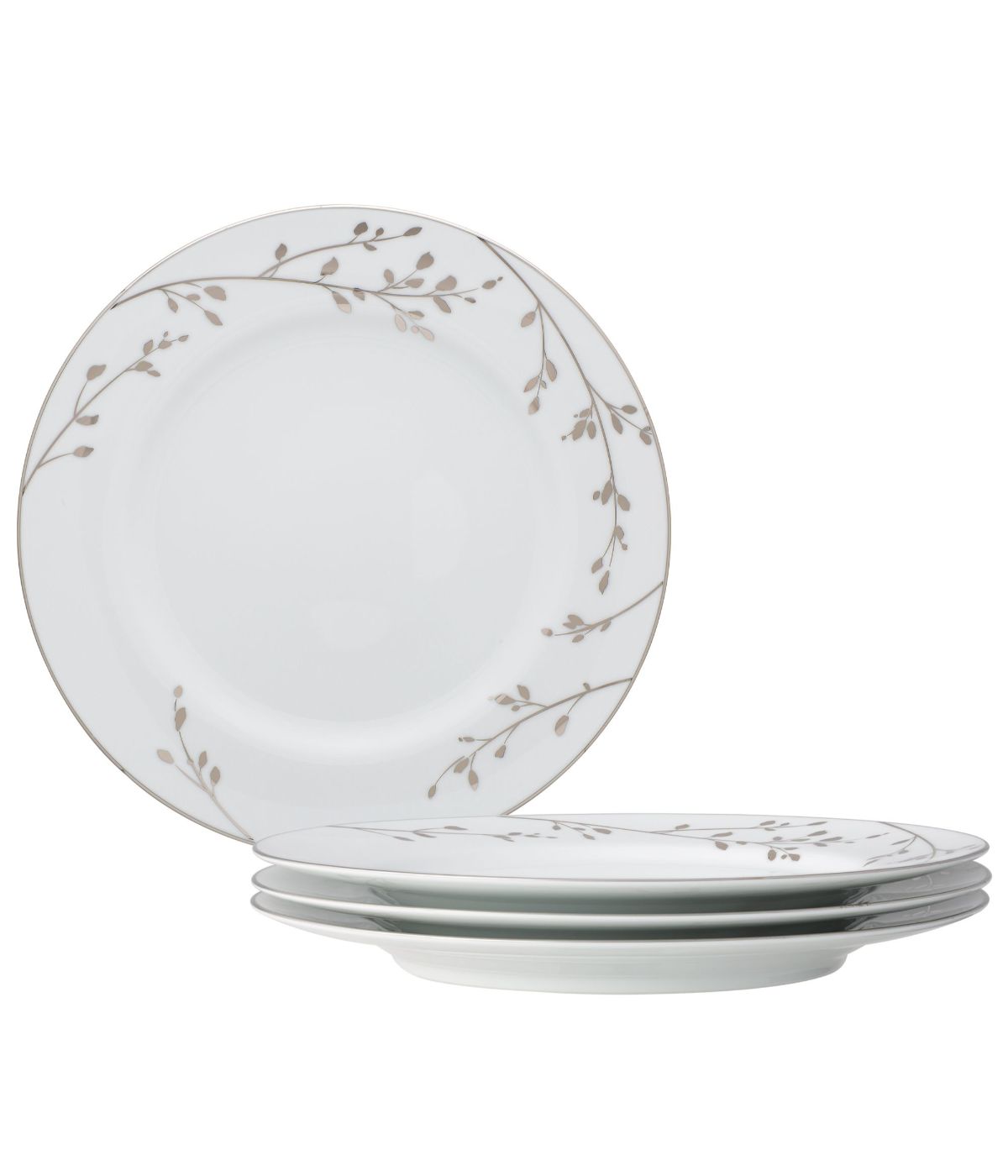  Noritake Birchwood Set of 4 Dinner Plates - White - Bonton