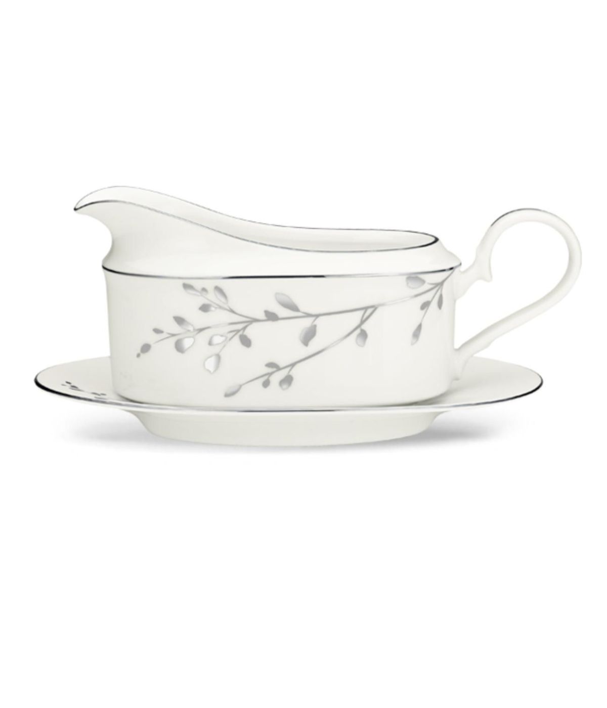  Noritake Birchwood Gravy with Tray - White - Bonton