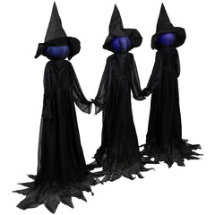 Lighted Faceless Witch Trio Outdoor Halloween Stakes - 4'