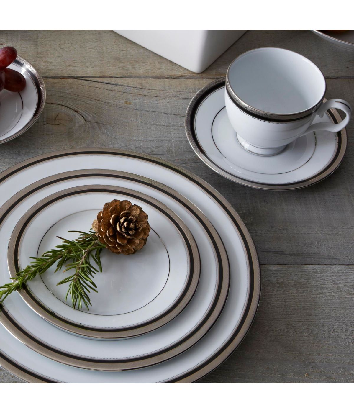  Noritake Austin Platinum 5 Piece Place Setting - White - Bonton