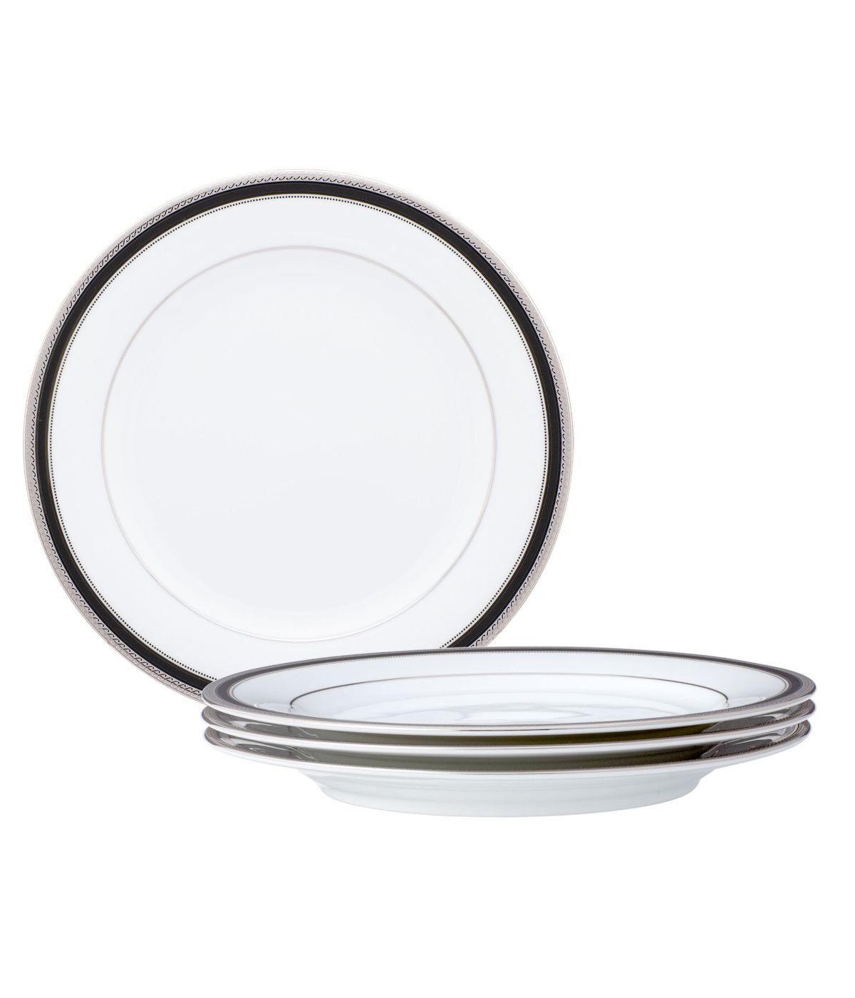  Noritake Austin Platinum Set of 4 Salad Plates - White - Bonton