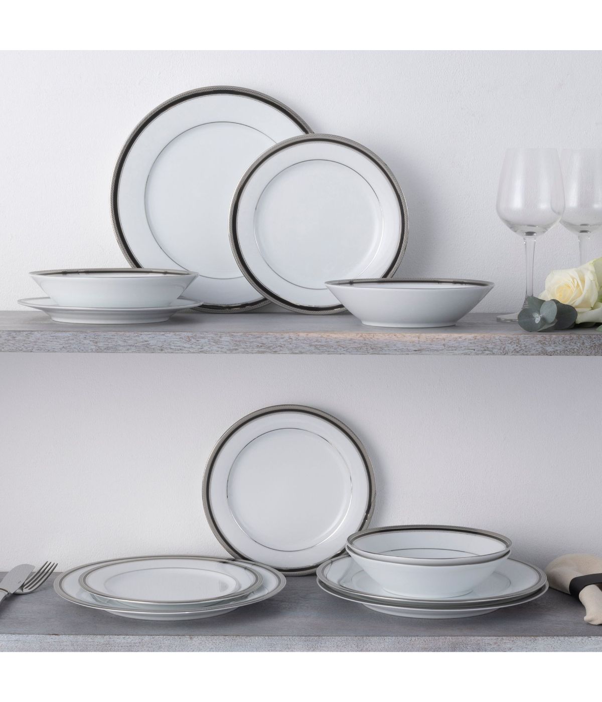  Noritake Austin Platinum Set of 4 Salad Plates - White - Bonton